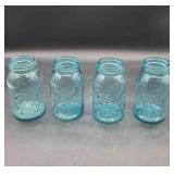 4 Blue Mason Quart Jars