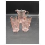 Vtg Mosser Pink Glass Inverted Thistle Pitcher &