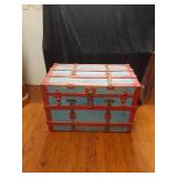 Carriage Trunk Painted Red & Blue