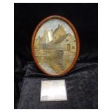 Vtg Julius Steinmann Oval Picture in Frame &