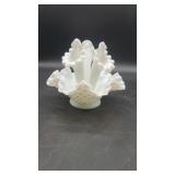 Vtg Fenton Hobnail Epergne Milk Glass 3 Horn