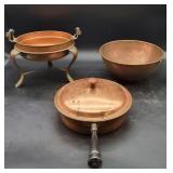 2 Copper Pots & 1 Copper Bowl