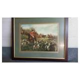 Large Fox Hunt Framed Picutre & Large Colonial