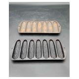 2 Cast Iron Corn Bread Corn Shaped Muffins Pan