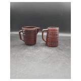 Marcrest Dots & Daisy Mug /Vtg Ribbed Milk Pitcher