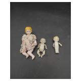 3 Porcelain Miniature Dolls