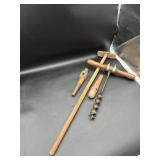 Vtg Hand Tool, Wood Butter Dasher & Misc