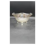 Clear Ruffled Edge Footed Bowl w/Floral Design