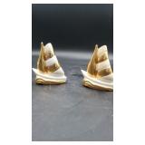 2 Brown Searbring Opalescent Sailboat Glassware