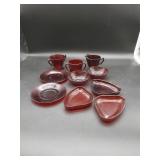 10 Pcs of Ruby Red Glassware