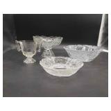 4pc Clear Pear Pattern Dishes