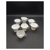 7 Milk Glass Grape Pattern Punch Cups & 1 Creamer