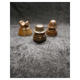 3 Vtg Dark Brown Ceramic Insulators