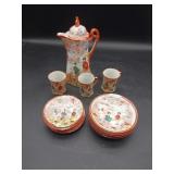 14pc Porcelain Geisha Figures Tea Set
