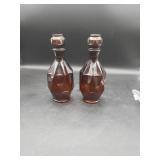 2 Amber Glass Decanters