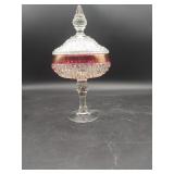 Red & Clear Glass Candy Dish