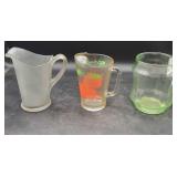 2 Vtg Glass Pitcher & Round Glass Container