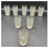 8 Vtg Indiana Glass Diamond Point Clear Tumblers
