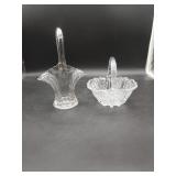 2 Pressed Glass Clear Baskets
