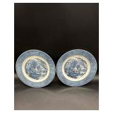 2 Currier & Ives "The Old Grist Mill" Plates