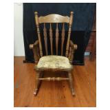 Wood Rocking Chair with Embroidered Seat