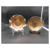 2 Vtg Jeanette Iris & Herringbone Iridescent Glass