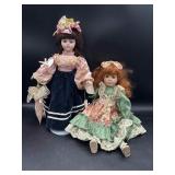 1 Dynasty Doll with Parisol & One Porcelain
