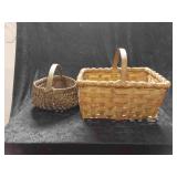 Vtg Oak Split Buttocks Basket & Large