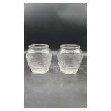2 Clear Glass Vases