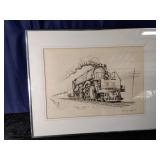 Union Pacific Big Boy Ink & Pen Framed Drawing by