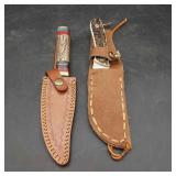 2 Bowie Knives with Leather Sheaths