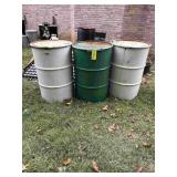 3 Metal 55 Gallon Drums with Lids
