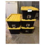 5- 27 Gallon Black/Yellow Totes
