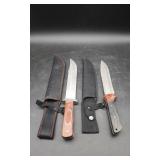 2 Unmarked Bowie Knifes in Nylon Sheathes 2 Unmarked Bowie Knifes in Nylon Sheathes