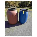 2 Large Barrel Storage Containers