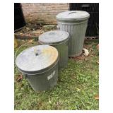 3 Galvanized Trash Can with Lids