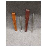 2 Gerber Fillet Fixed Blade Knives w/Leather 2 Gerber Fillet Fixed Blade Knives w/Leather