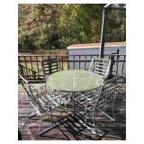 Outdoor Glass/Metal Table with 4 Chairs