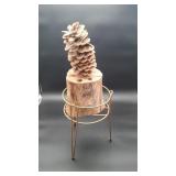 Metal Stand With With Pine Cone
