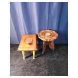 Vtg India Hand Carved Teak Wood Stool