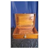 Wooden Storage Box W/Locks & Office Contents