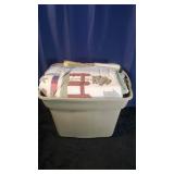 Tote of Bedding Items