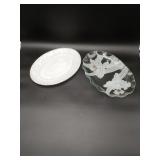 Milk Glass Platter & Daffodil Platter