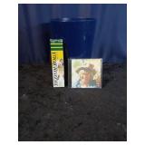 Trash Can, CD (John Denver) & Pencils