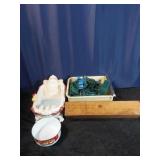 Ceramic Santa in Bathtub, Chistrmas Lights &