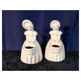 Pair of Vintage Shawnee Pottery Girl with Basket P