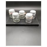 5 Clear Half Pint Jars W/Zinc Lids