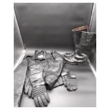 Black Leather Jacket (46), Black Leather Boots (1)