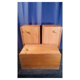 3 Wooden Storage Boxes W/Sliding Doors