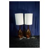 Guild Modern Lucite Deep Amber Lamps